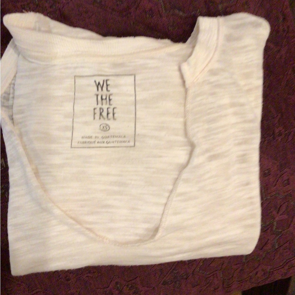 Free people “We the free” Xtra small sheer v neck notched cream color burnout. - Picture 1 of 3